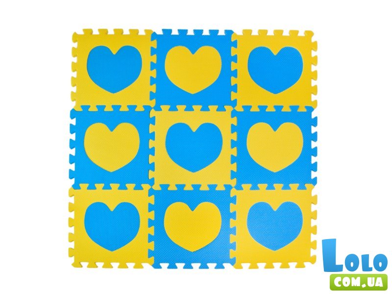 Коврик-пазл Желто-голубые сердца