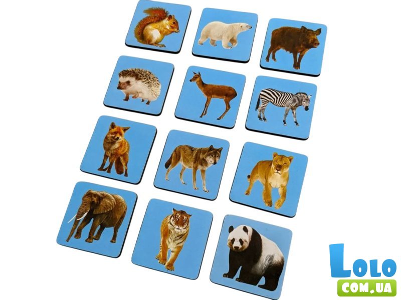 Деревянный пазл-вкладыш Мама и малыш. Дикие животные, Ubee