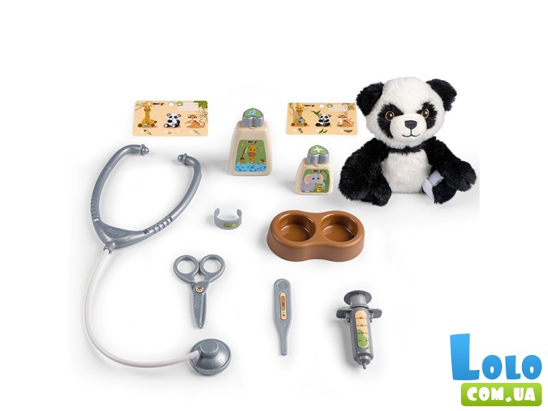 Мягкая игрушка Панда с переноской и аксессуарами, Smoby