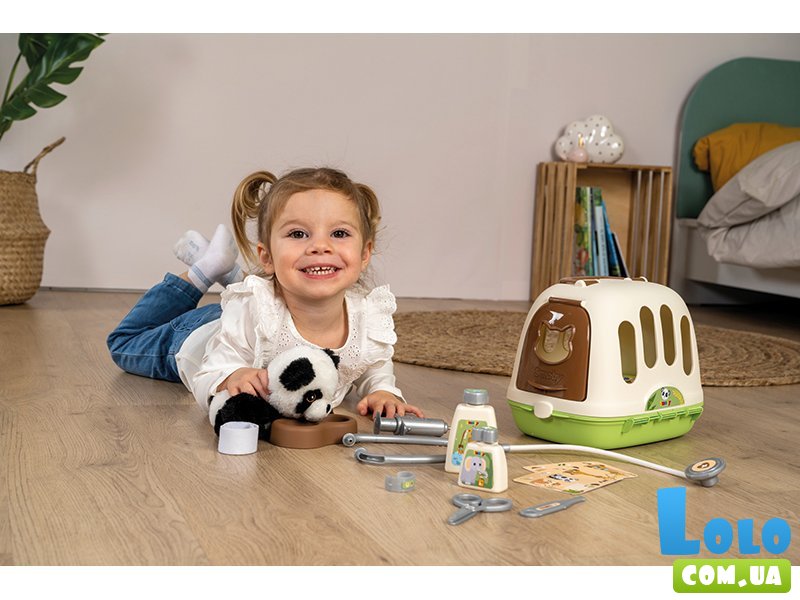 Мягкая игрушка Панда с переноской и аксессуарами, Smoby