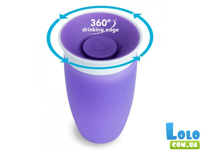 Чашка-непроливайка Miracle 360° с крышкой, Munchkin, 296 мл (фиолетовая)
