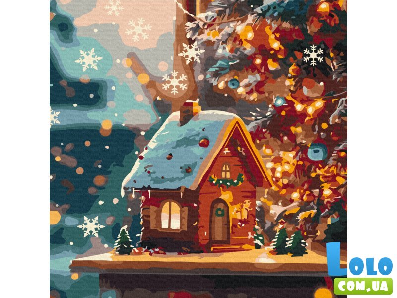 Картина по номерам Домик под снежинками, Brushme (40х40 см)
