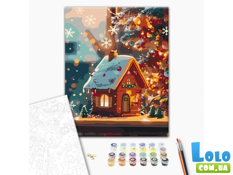 Картина по номерам Домик под снежинками, Brushme (40х40 см)