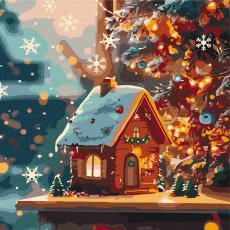 Картина по номерам Домик под снежинками, Brushme (40х40 см)