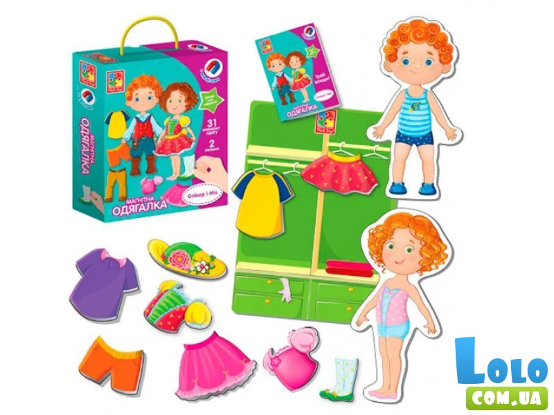 Настольная игра Магнитная одевалка Оливер и Мия, Vladi Toys