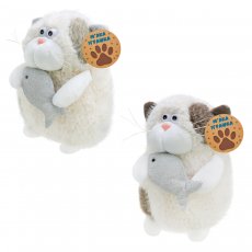 Мягкая игрушка Кот с рыбкой, 20 см (в ассортименте)