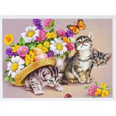 Алмазная мозаика Котята в цветах, TK Group (30х20 см)