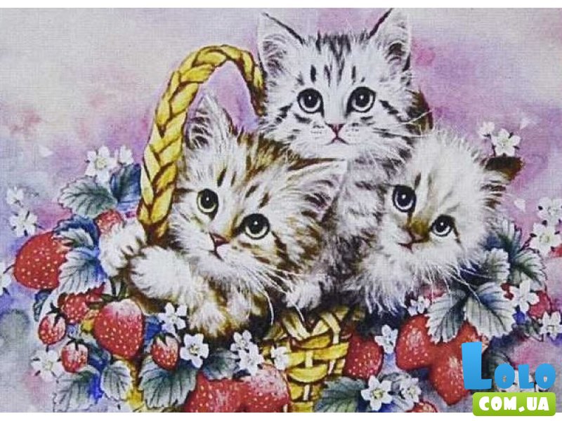 Алмазная мозаика Котики в корзине, TK Group (30х20 см)