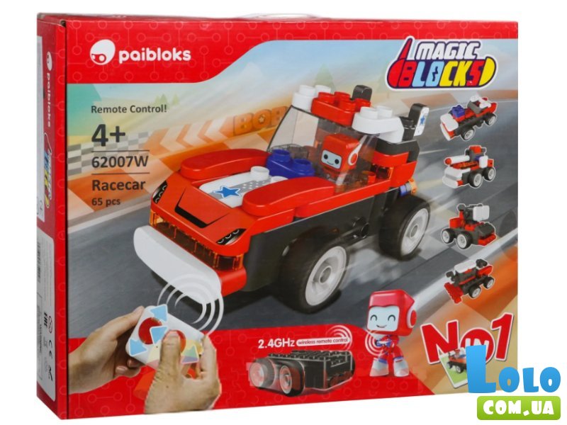 Конструктор Racecar на радиоуправлении, Pai Blocks (62007W), 65 дет.