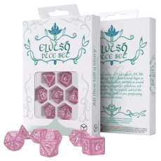 Набор кубиков Elvish Shimmering pink & White Dice Set, Q-Workshop