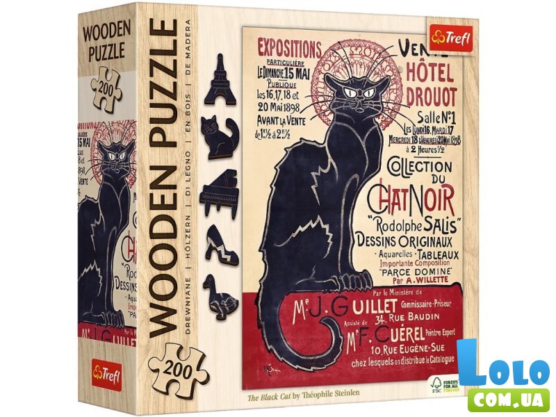 Деревянный пазл Теофиль Стейнлен - Черный кот, Trefl, 200 эл.