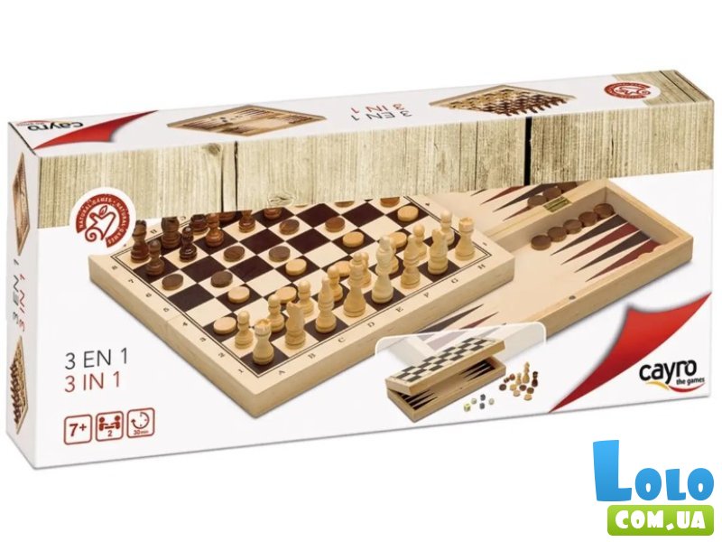 Настольная игра 3 в 1 Шахматы, шашки, нарды, Cayro