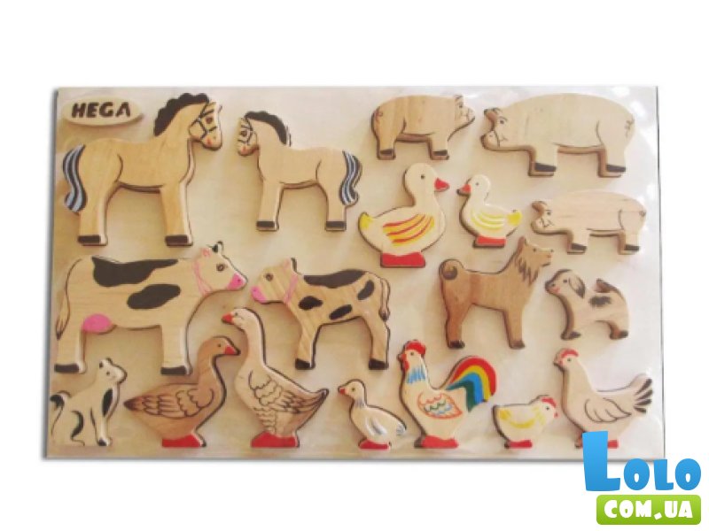 Деревянная рамка-вкладыш Домашние животные, HEGA