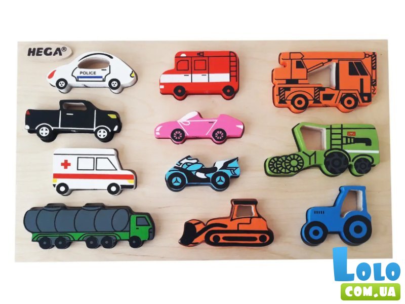 Деревянная рамка-вкладыш Машины, HEGA