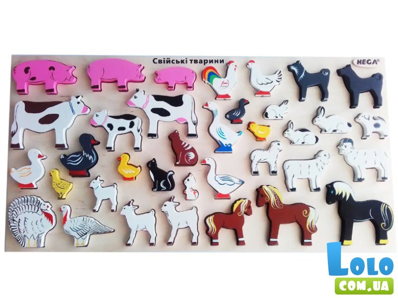 Деревянная рамка-вкладыш Домашние животные, HEGA