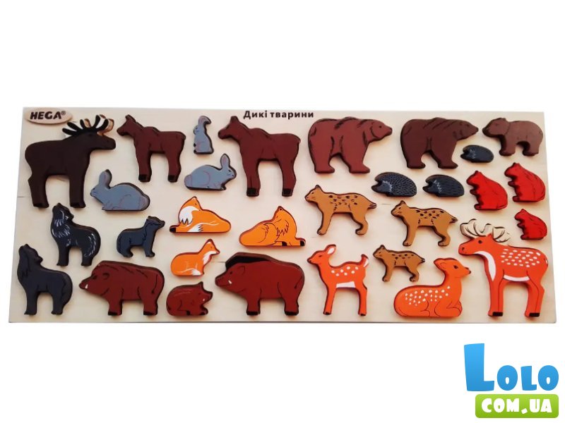 Деревянная рамка-вкладыш Дикие звери, HEGA