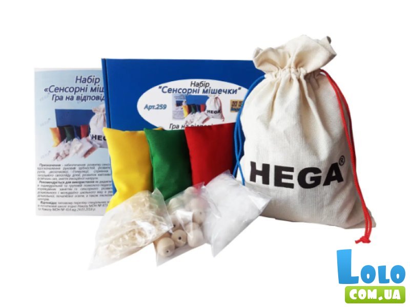 Развивающий набор Сенсорные мешочки, Hega