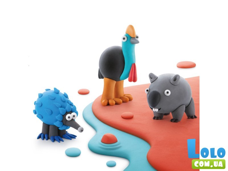 Набор пластилина Австралийские животные: казуар, ехидна, вомбат, Lipaka