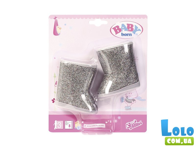 Обувь для куклы Серебряные ботинки, Baby Born