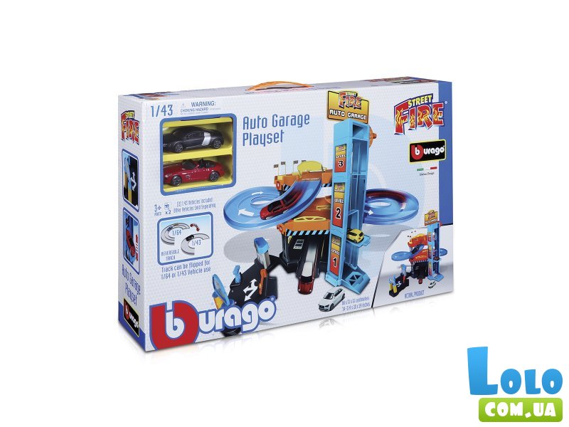 Игровой набор Гараж 3 уровня с 2 машинами, Bburago