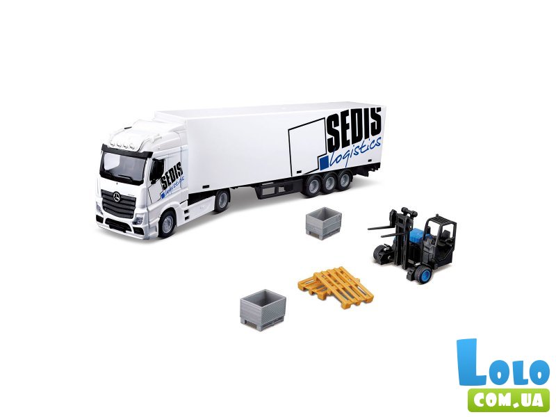 Фура Mercedes-Benz Actros с погрузчиком, Bburago