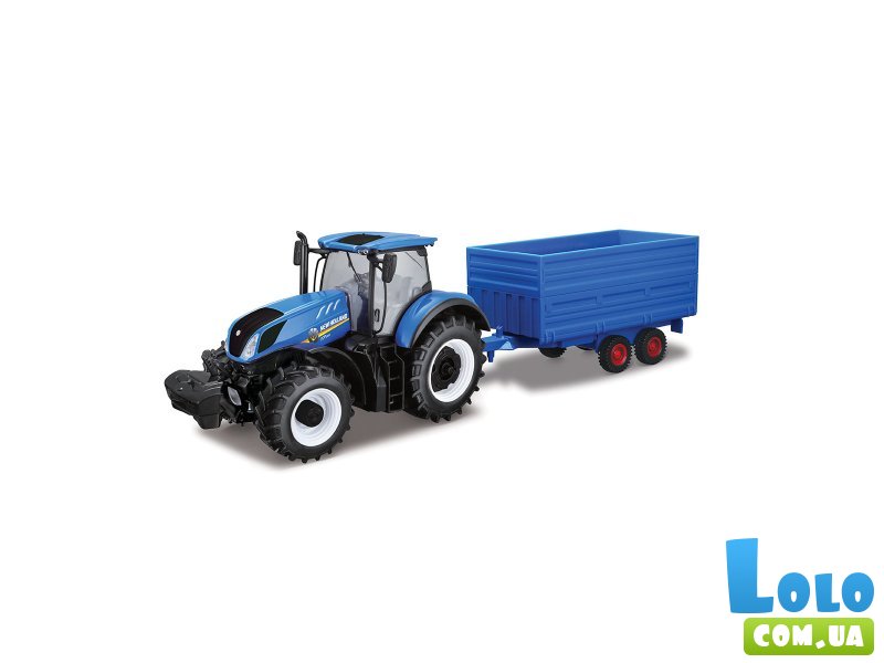 Трактор New Holland с прицепом, Bburago