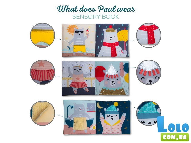 Книга для коляски Что наденет мишка Пол, Taf Toys