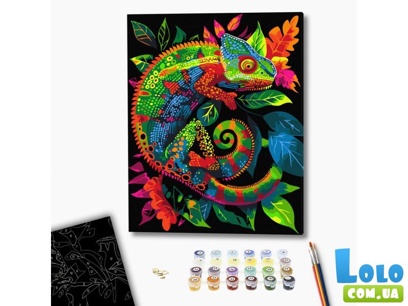 Картина по номерам Неоновый хамелеон, Brushme (40х50 см)