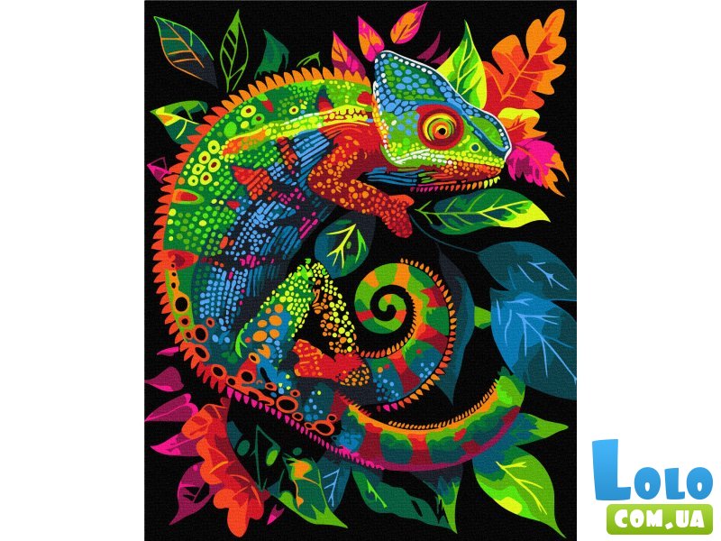 Картина по номерам Неоновый хамелеон, Brushme (40х50 см)