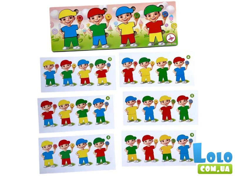 Деревянный пазл-сортер Мальчики с пончиками