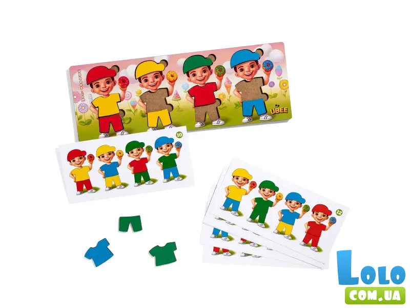 Деревянный пазл-сортер Мальчики с пончиками, Ubee