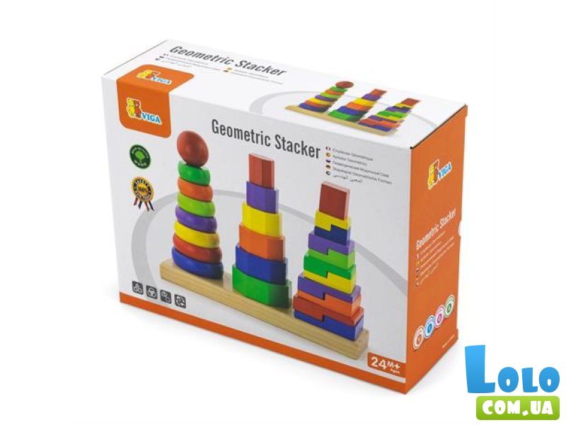 Набор деревянных пирамидок Три фигуры, Viga Toys