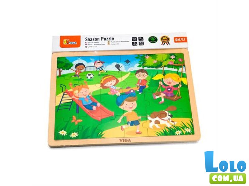 Деревянный пазл Времена года: весна, Viga Toys, 24 эл.