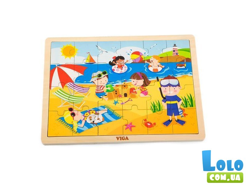 Деревянный пазл Времена года: лето, Viga Toys, 24 эл.