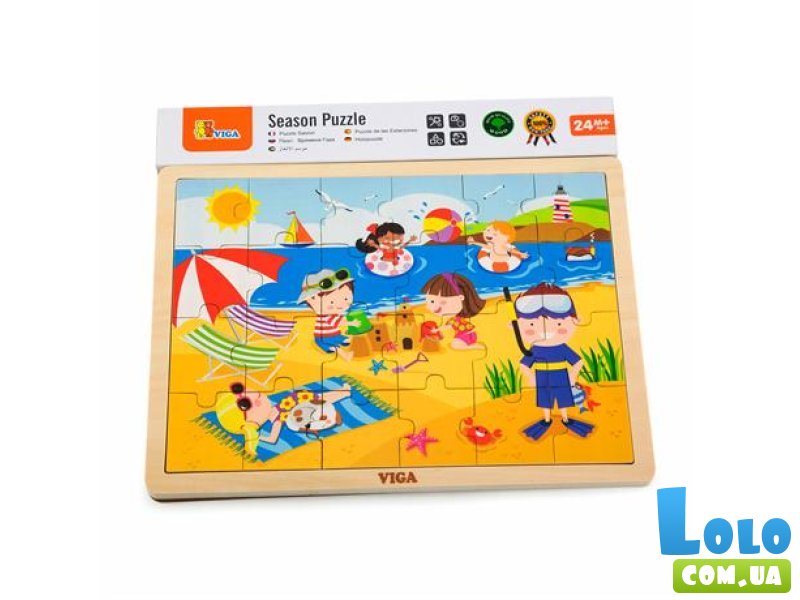 Деревянный пазл Времена года: лето, Viga Toys, 24 эл.