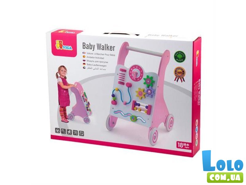 Ходунки-каталка с бизибордом, Viga Toys