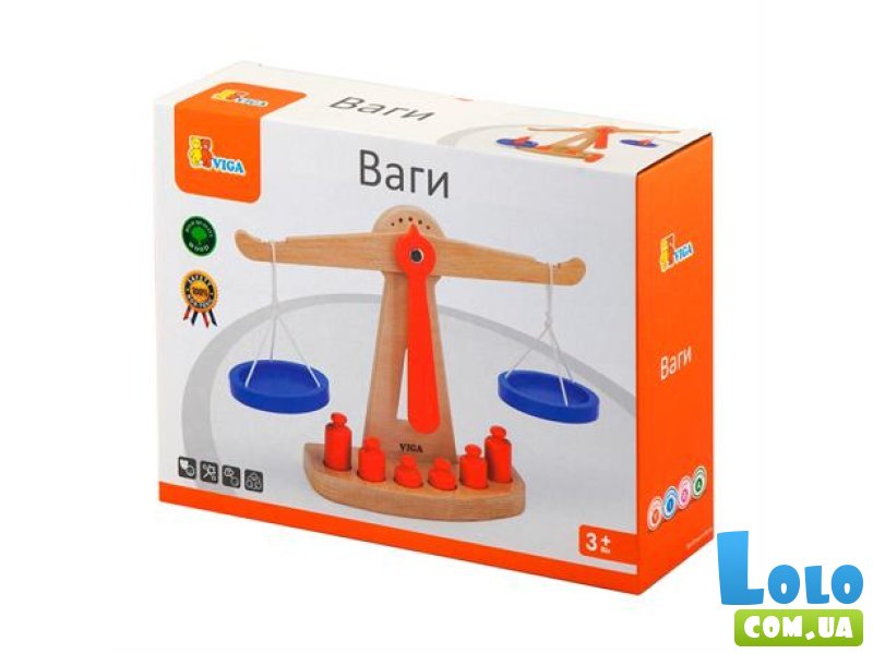 Деревянные обучающие весы с гирями, Viga Toys