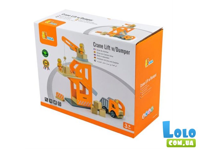 Деревянный набор машин Подъемный кран и самосвал, Viga Toys