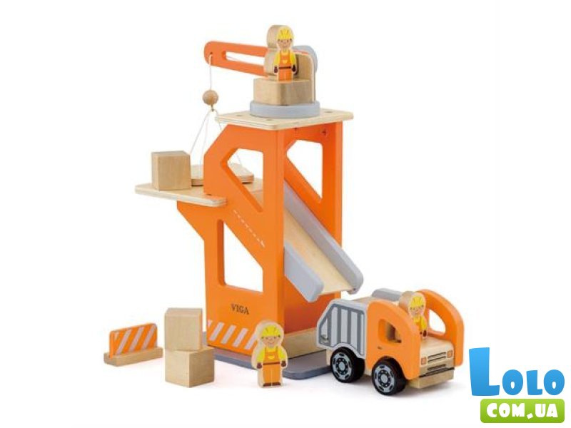 Деревянный набор машин Подъемный кран и самосвал, Viga Toys