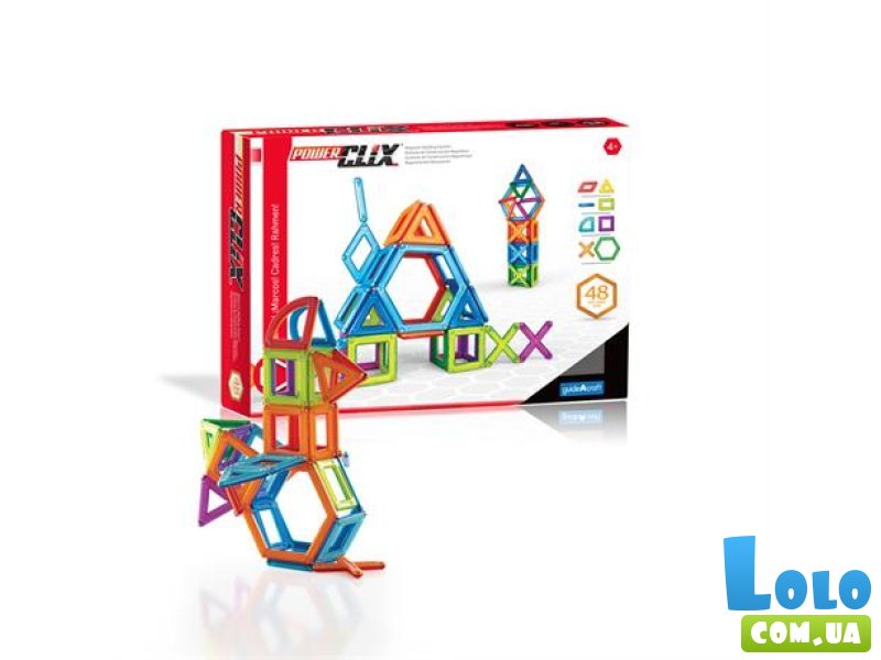 Магнитный конструктор PowerClix Frames, Guidecraft (G9200), 48 дет.