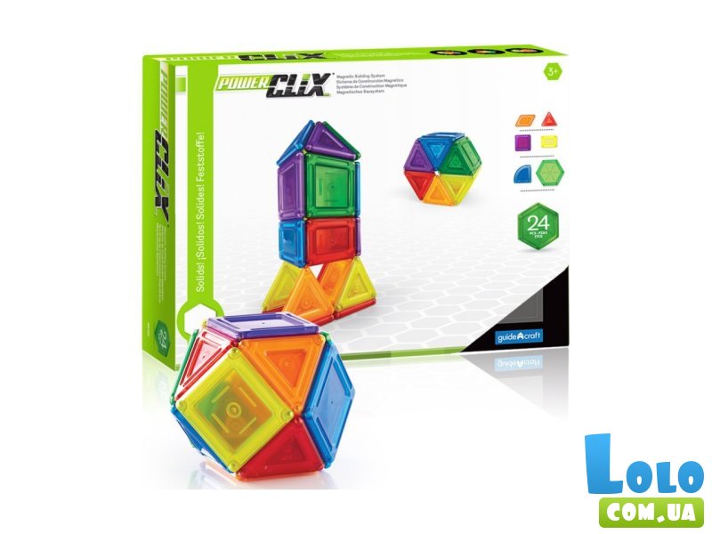 Магнитный конструктор PowerClix Solids, Guidecraft (G9420), 24 дет.