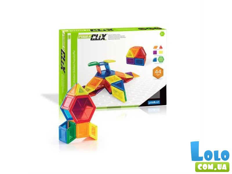 Магнитный конструктор PowerClix Solids, Guidecraft (G9421), 44 дет.