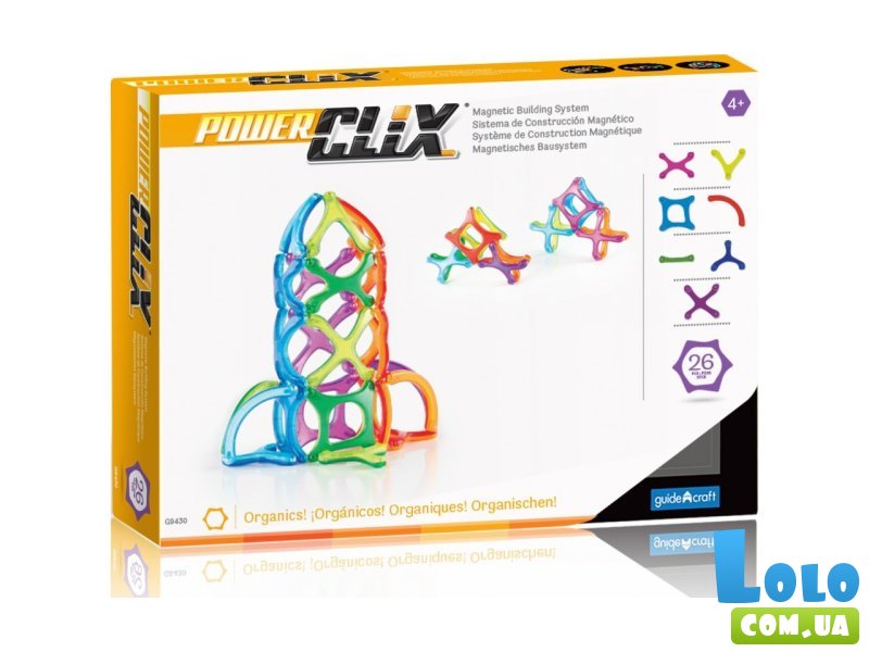 Магнитный конструктор PowerClix Organics, Guidecraft (G9430), 26 дет.