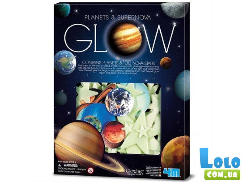 Набор сияющих наклеек Планеты и 100 звезд, 4M