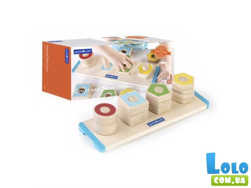 Деревянная логическая пирамидка Фигуры на резьбе, Guidecraft