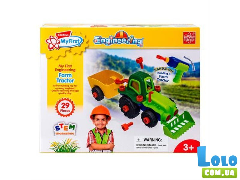 Конструктор Трактор с шуруповертом, Edu-Toys (JS030), 29 дет.