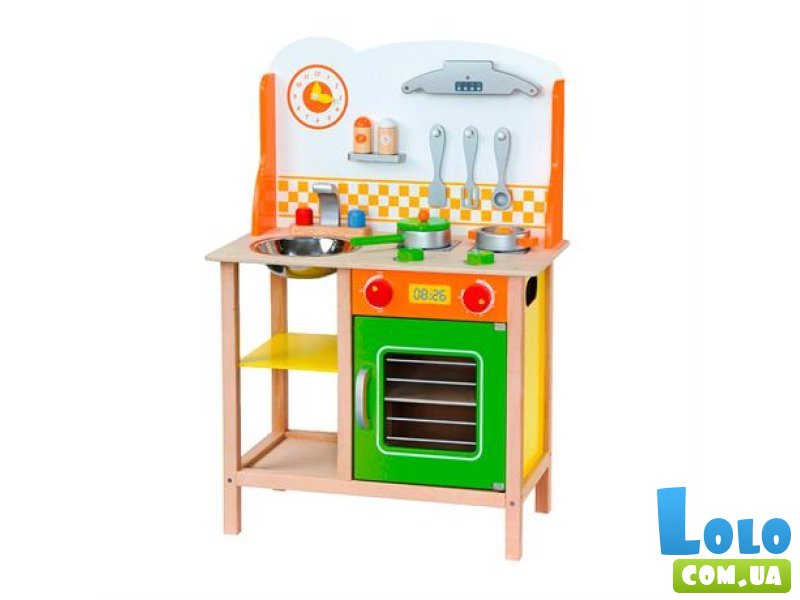 Детская кухня из дерева с посудой, Viga Toys