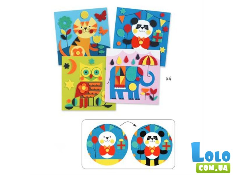 Набор для аппликации Зверята из фетра, Djeco