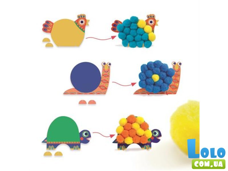 Набор для аппликации Пушистые животные, Djeco