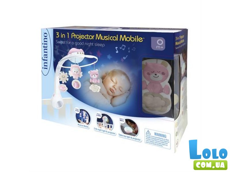 Музыкальный мобиль с проектором 3 в 1, Infantino (розовый)